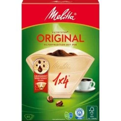 Melitta Filtertüten Original 1x4, Größe 4, Naturbraun, 40 Stück