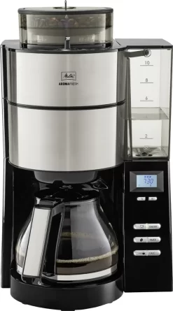 MELITTA 1021-02 Aroma Fresh Kaffeeautomat Mit Timer Und Mahlwerk Schwarz, Farbe:Schwarz