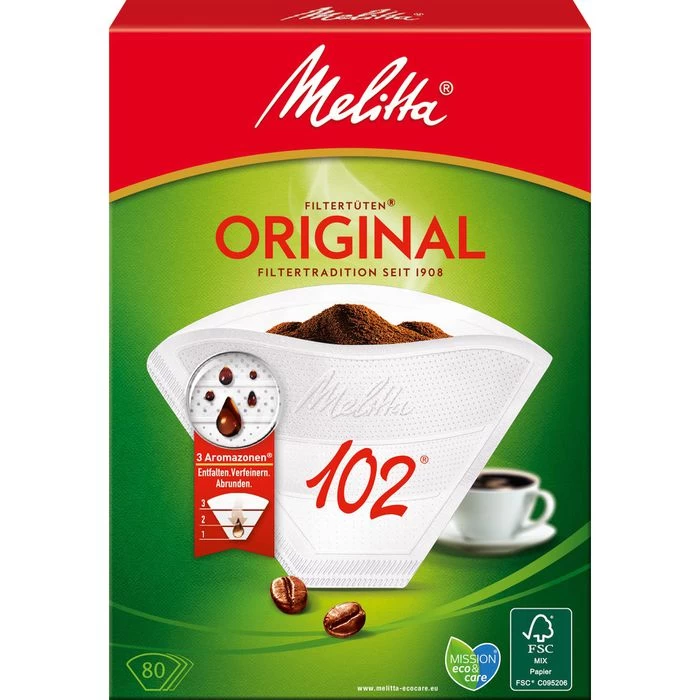 Melitta Filtertüten Original 102, Weiß, 80 Stück 1 Melitta Filtertüten Original 102, Weiß, 80 Stück