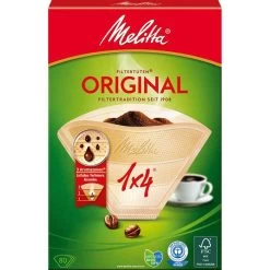 Melitta Filtertüten Original 1x4, Größe 4, Naturbraun, 80 Stück