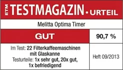 Melitta Optima Timer 100801 Bk, Filterkaffeemaschine Mit Glaskanne Und Timer-Funktion, Abnehmbarer Wassertank, Schwarz -Melitta 817cbc156f7f16460d2c2a2b04dd46ec