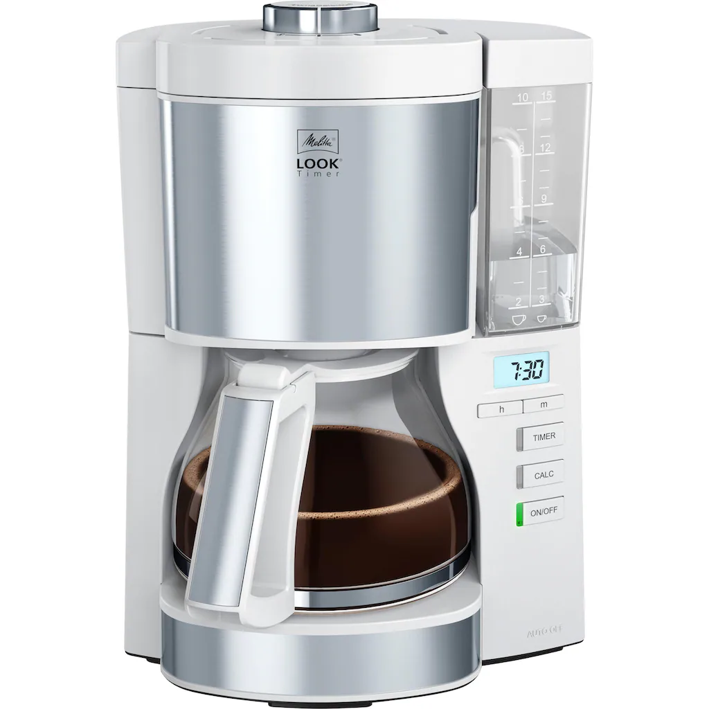 Melitta Filterkaffeemaschine »Look Timer 1025-07 Weiß«, 1,25 L Kaffeekanne, Papierfilter, 1x4 1 Melitta Filterkaffeemaschine »Look Timer 1025-07 Weiß«, 1,25 L Kaffeekanne, Papierfilter, 1x4
