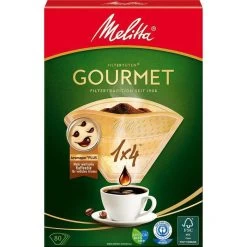 Melitta Filtertüten Gourmet 1x4, Größe 4, Braun, 80 Stück