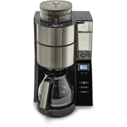 Melitta Kaffeemaschine Mit Mahlwerk »AromaFresh«, 1,25 L Kaffeekanne, Papierfilter, 1x4, Glas 1021-03 Anthrazit