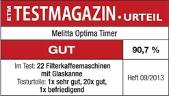 Melitta Optima Timer 100801 Bk, Filterkaffeemaschine Mit Glaskanne Und Timer-Funktion, Abnehmbarer Wassertank, Schwarz -Melitta f83822182986ec076c643ced76063189